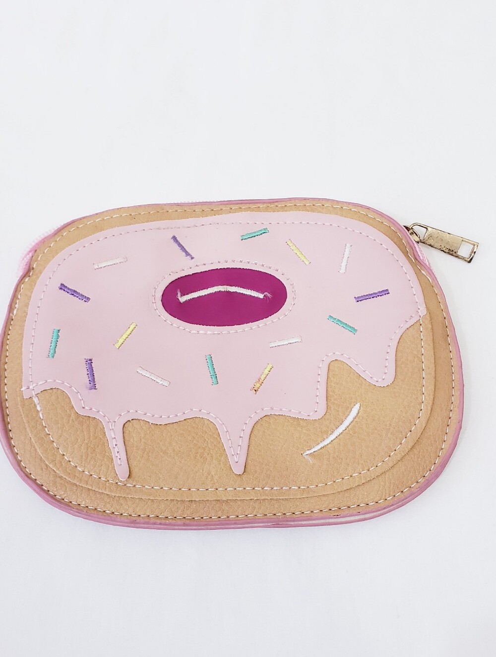 Winky Lux Cosmetic Makeup Bag Donut - Pink Frosting Zip Up Small